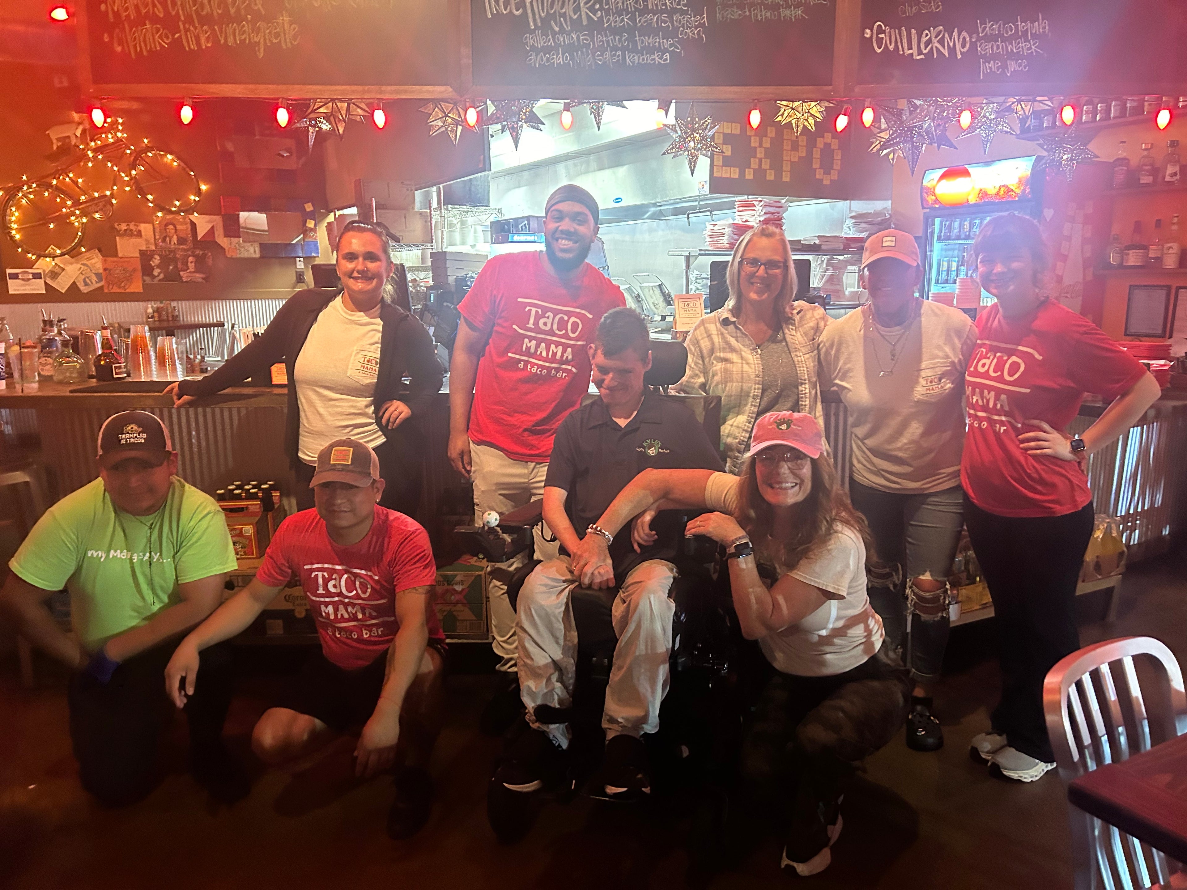 Kyle having a great time at Taco Mama fund raiser 